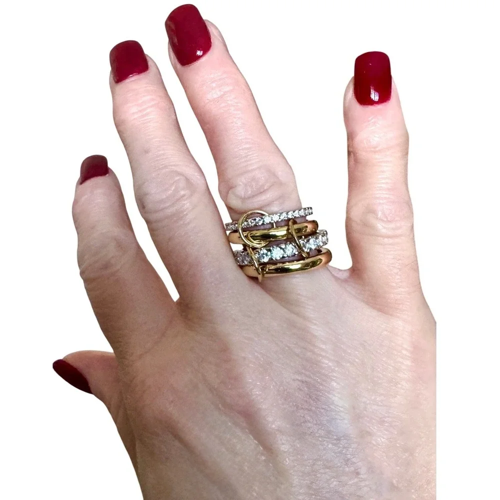 Stackable Mixed Cubic Zirconia Pave‎ Band Ring 14k Tarnish resistant size 6 - Picture 3 of 7